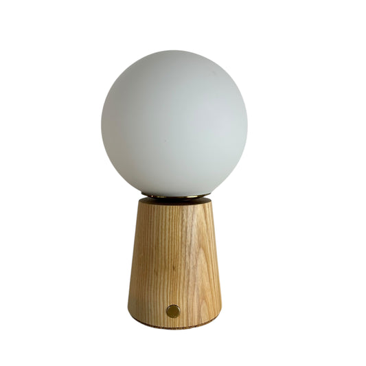 Small Deco Cone Beech style rechargeable touch lamp