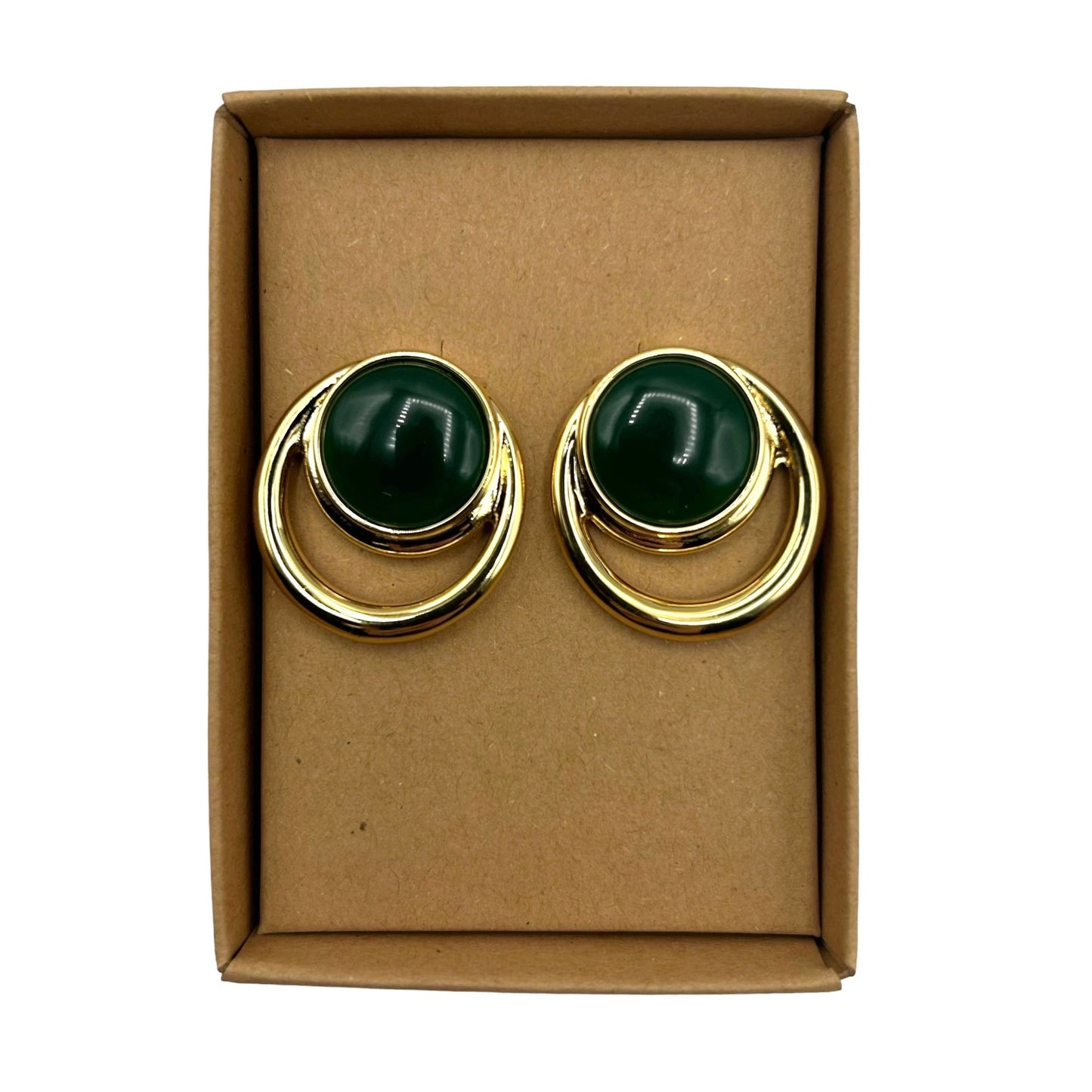Forest green & gold earrings