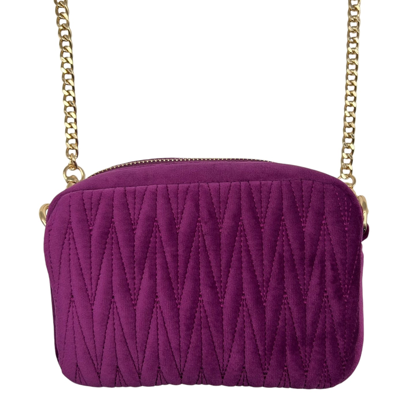 Velvet Rivington handbag in fuchsia, recycled velvet