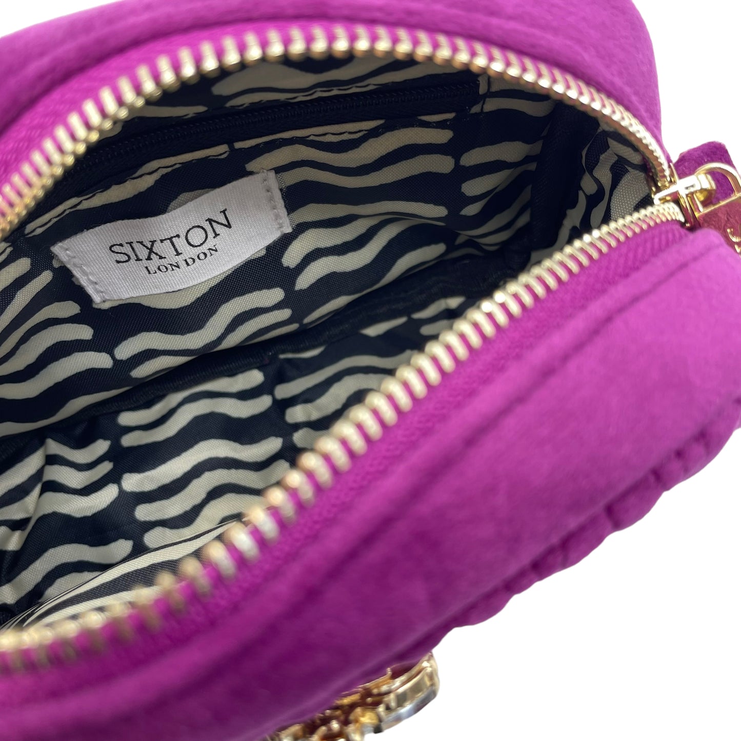 Velvet Rivington handbag in fuchsia, recycled velvet