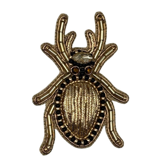 Gold Beetle embroidered brooch / pin
