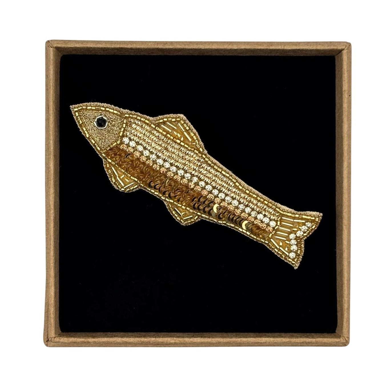 Gold Fish embroidered brooch / pin