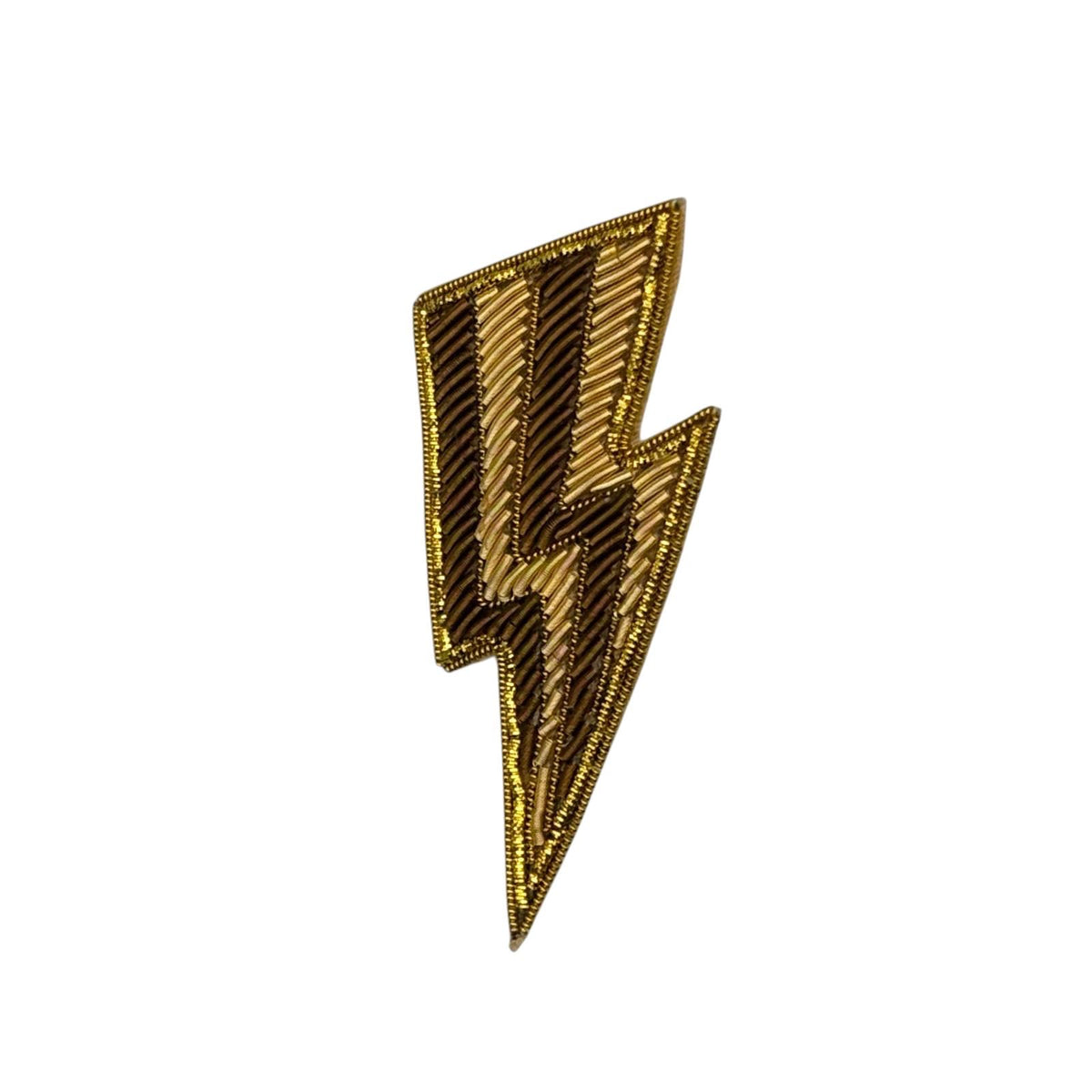 Gold Lightning Bolt embroidered brooch / pin