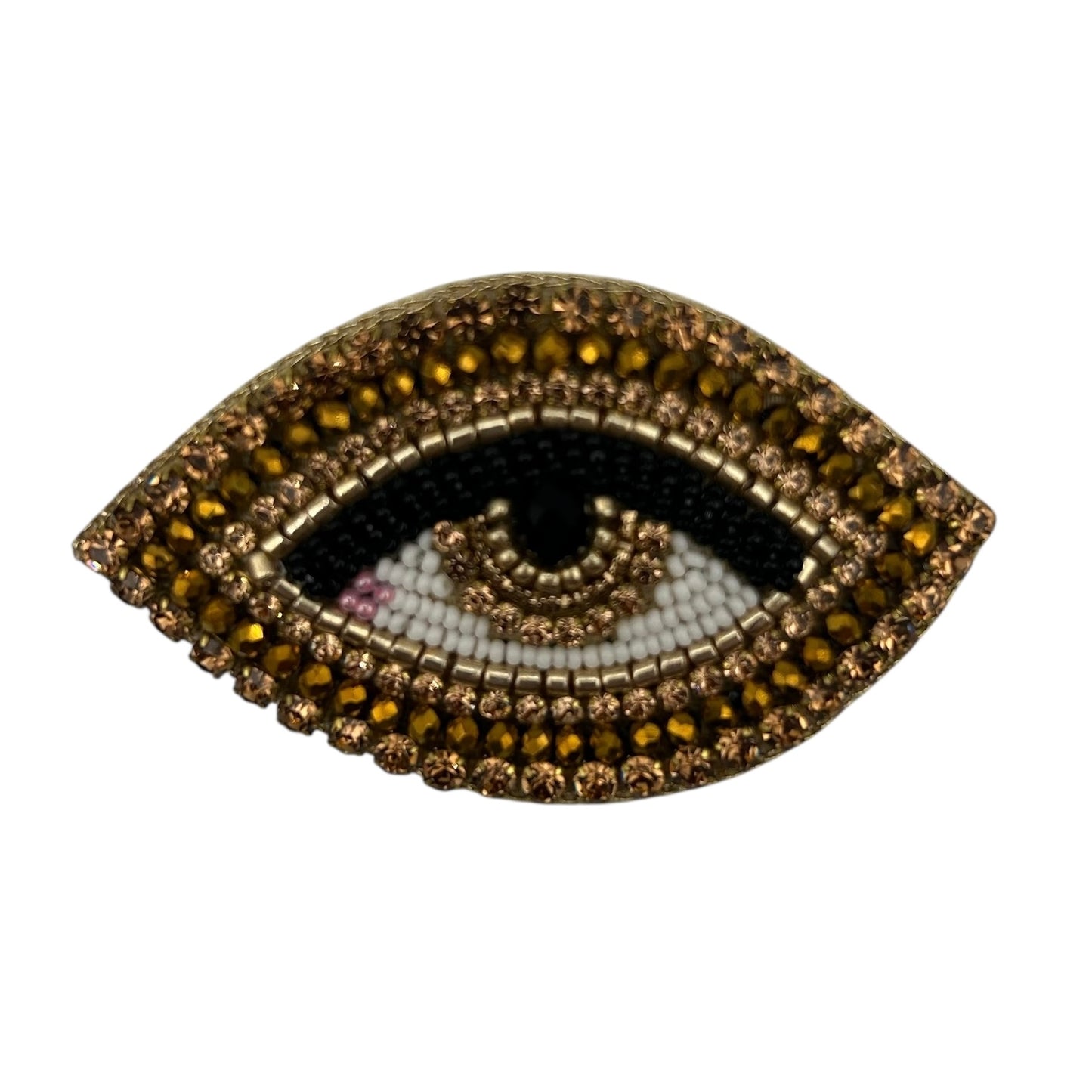 Gold Sparkle Eye embroidered brooch / pin