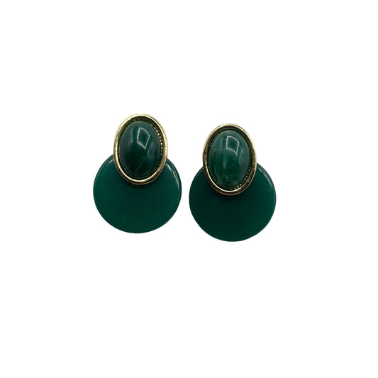 Green & gold circle earrings