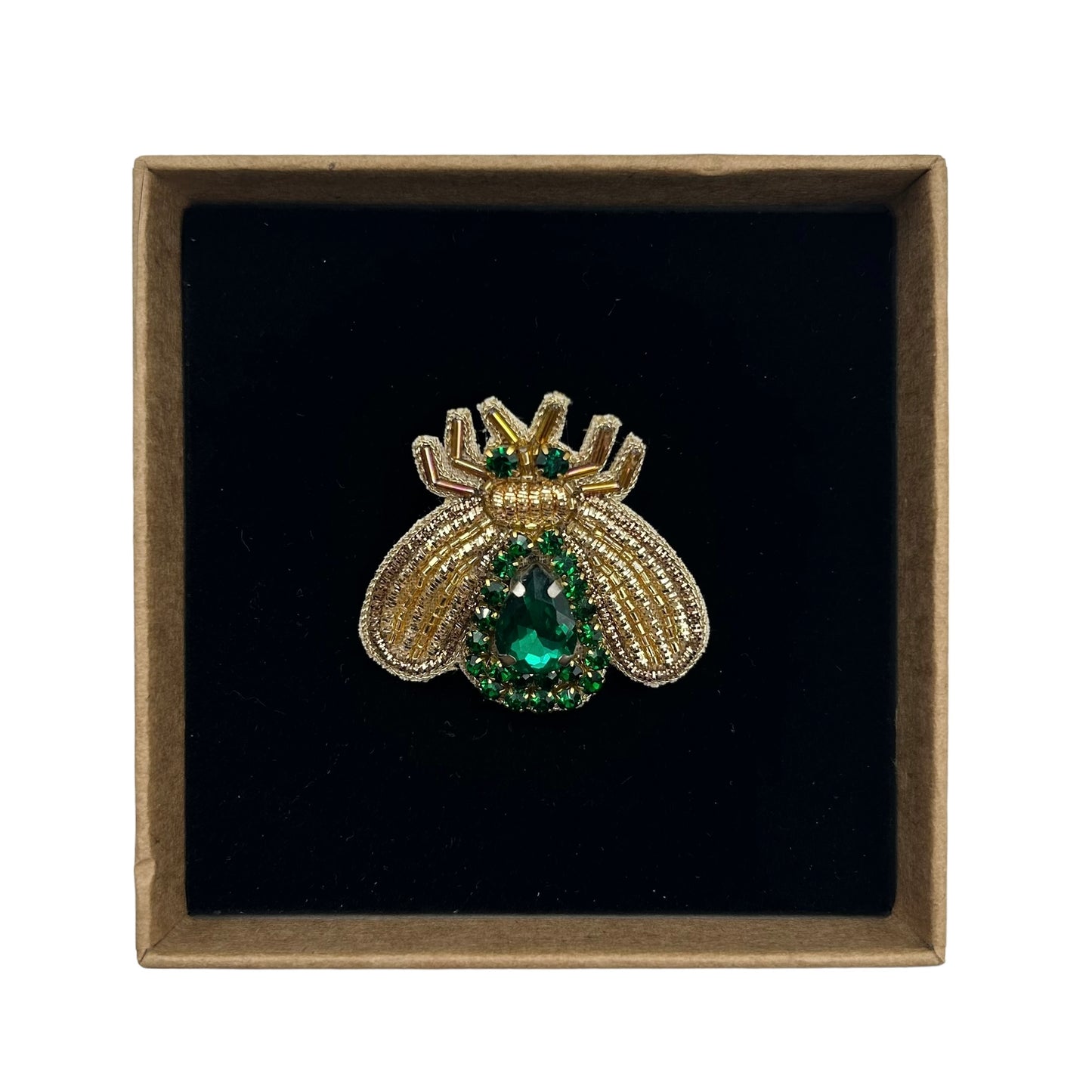 green jewelled insect brooch / pin