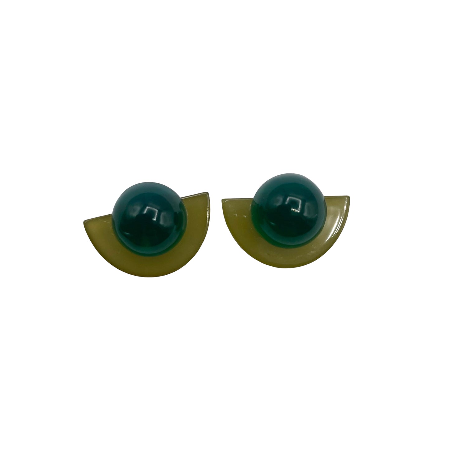 Green semi circle earrings