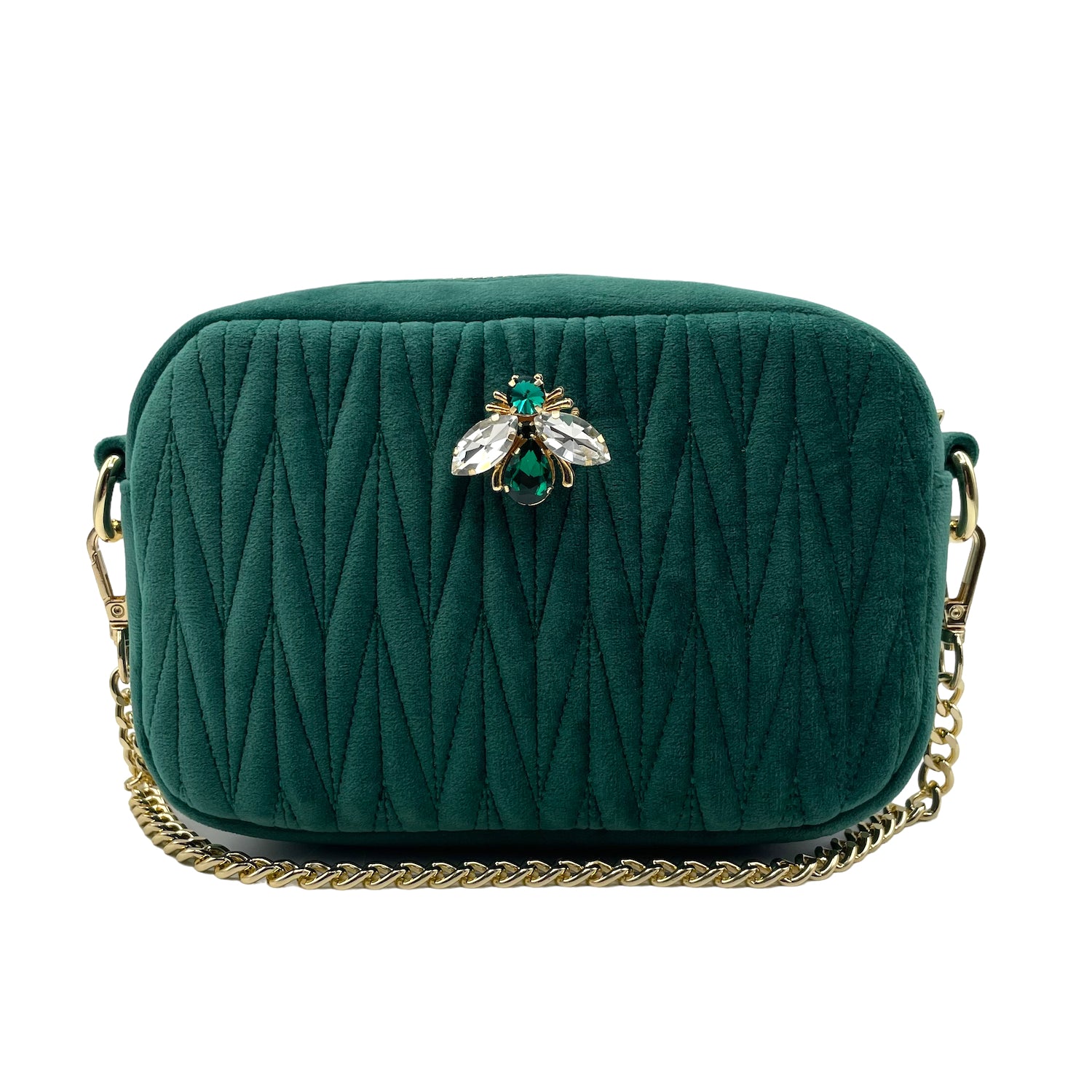 Velvet Rivington handbag in green recycled velvet