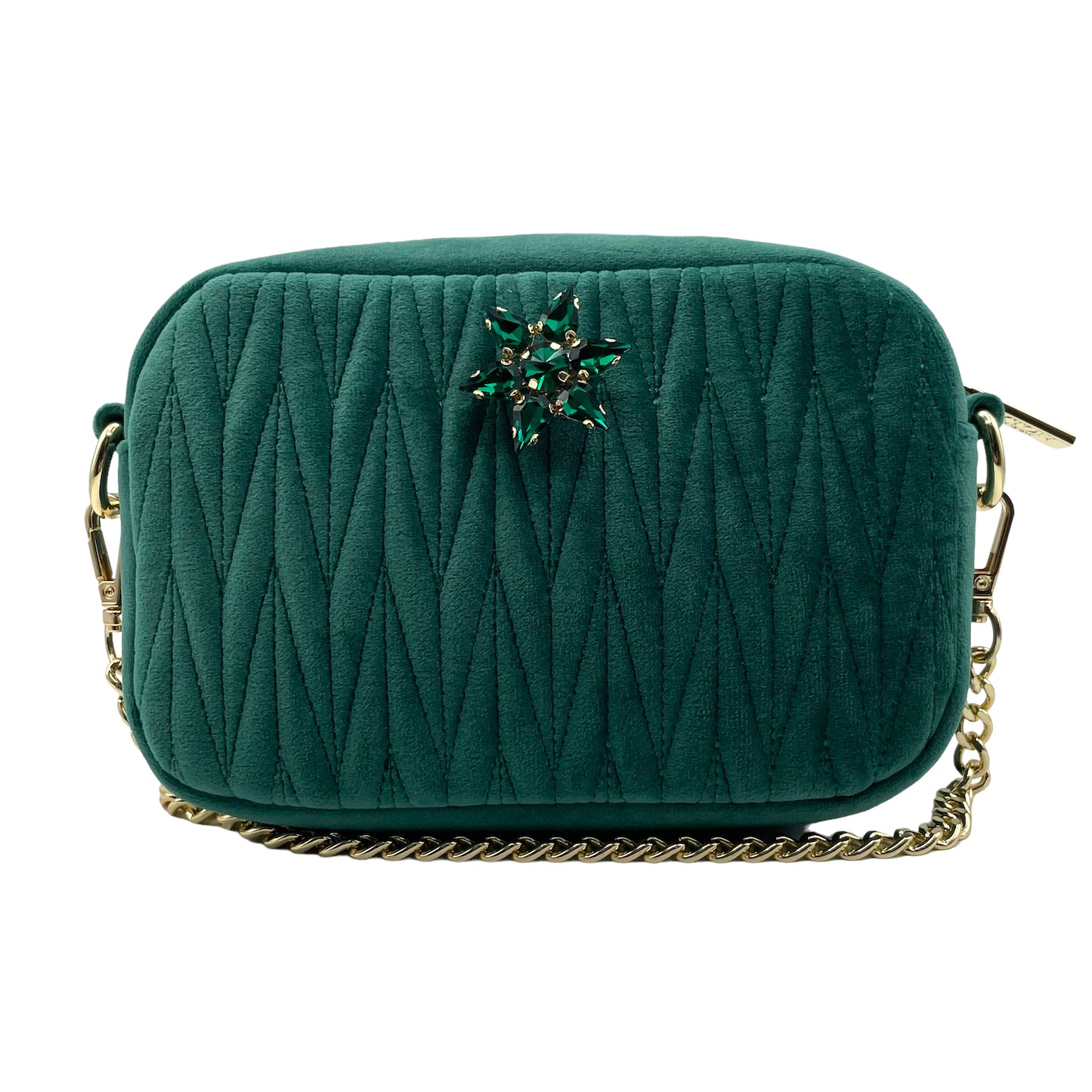 Velvet Rivington handbag in green, recycled velvet