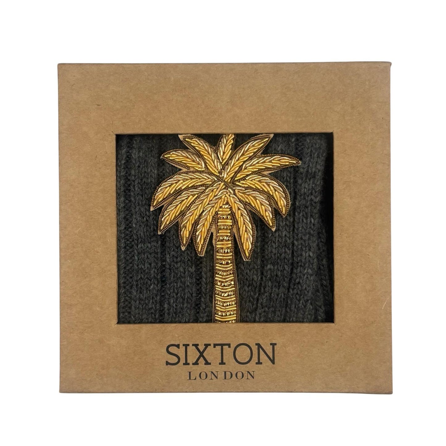 Sofia Grey Cashmere-Blend Sock Gift Box with Brooch
