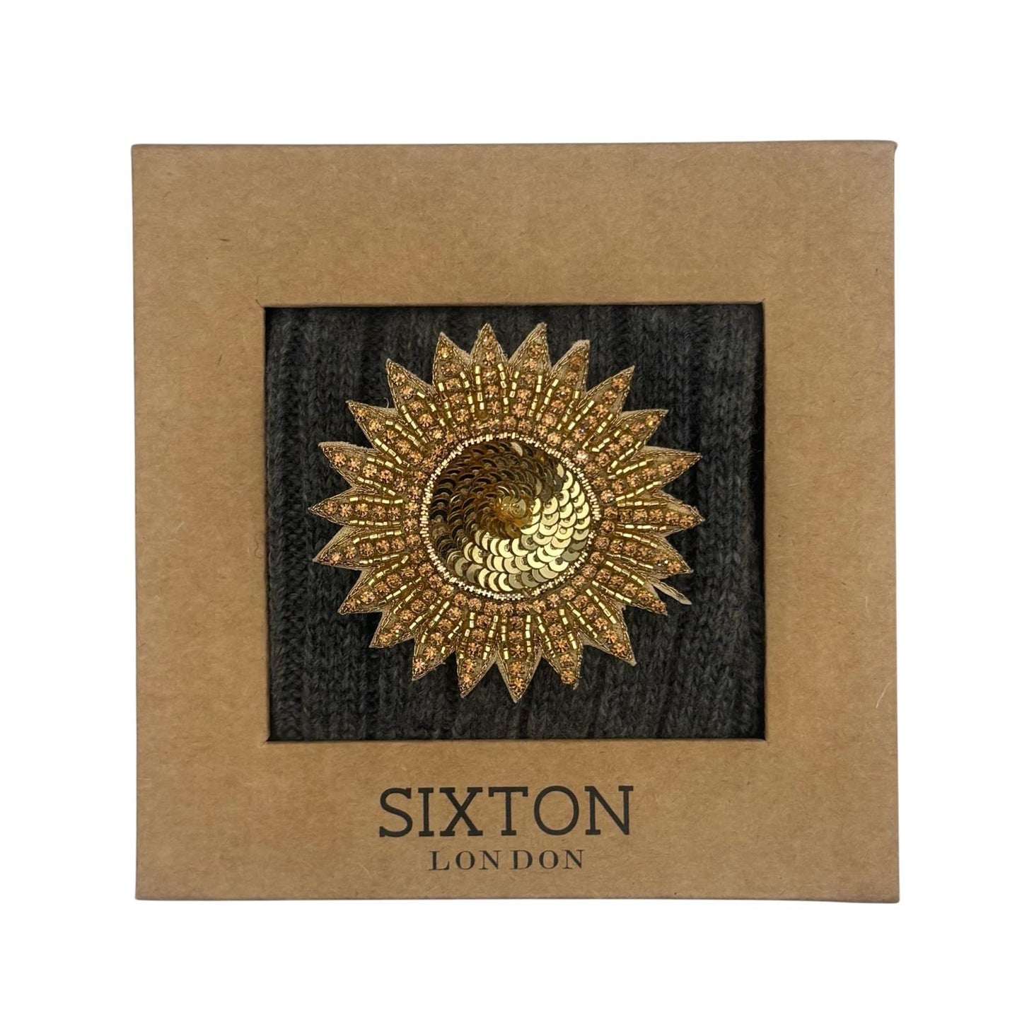 Sofia Grey Cashmere-Blend Sock Gift Box with Brooch