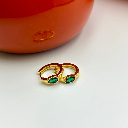Green Huggie Style earrings