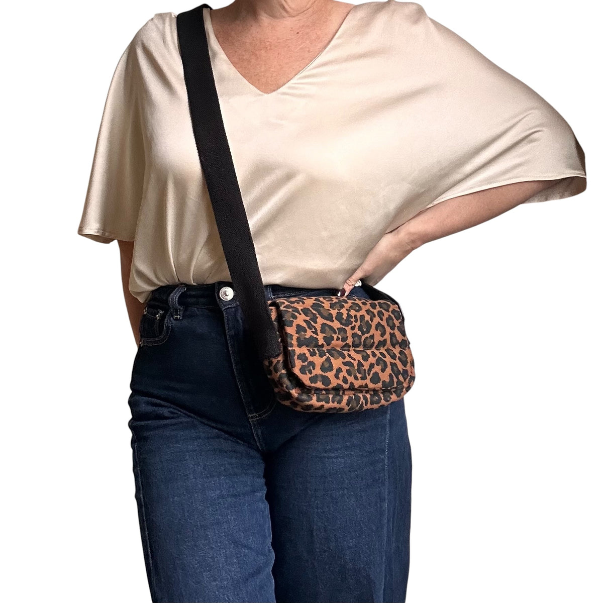Valencia cross body bag - Brown Leopard print