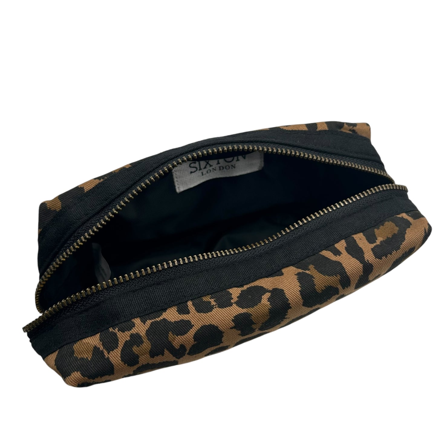 Leopard print make-up bag, large and small, with a gold star brooch