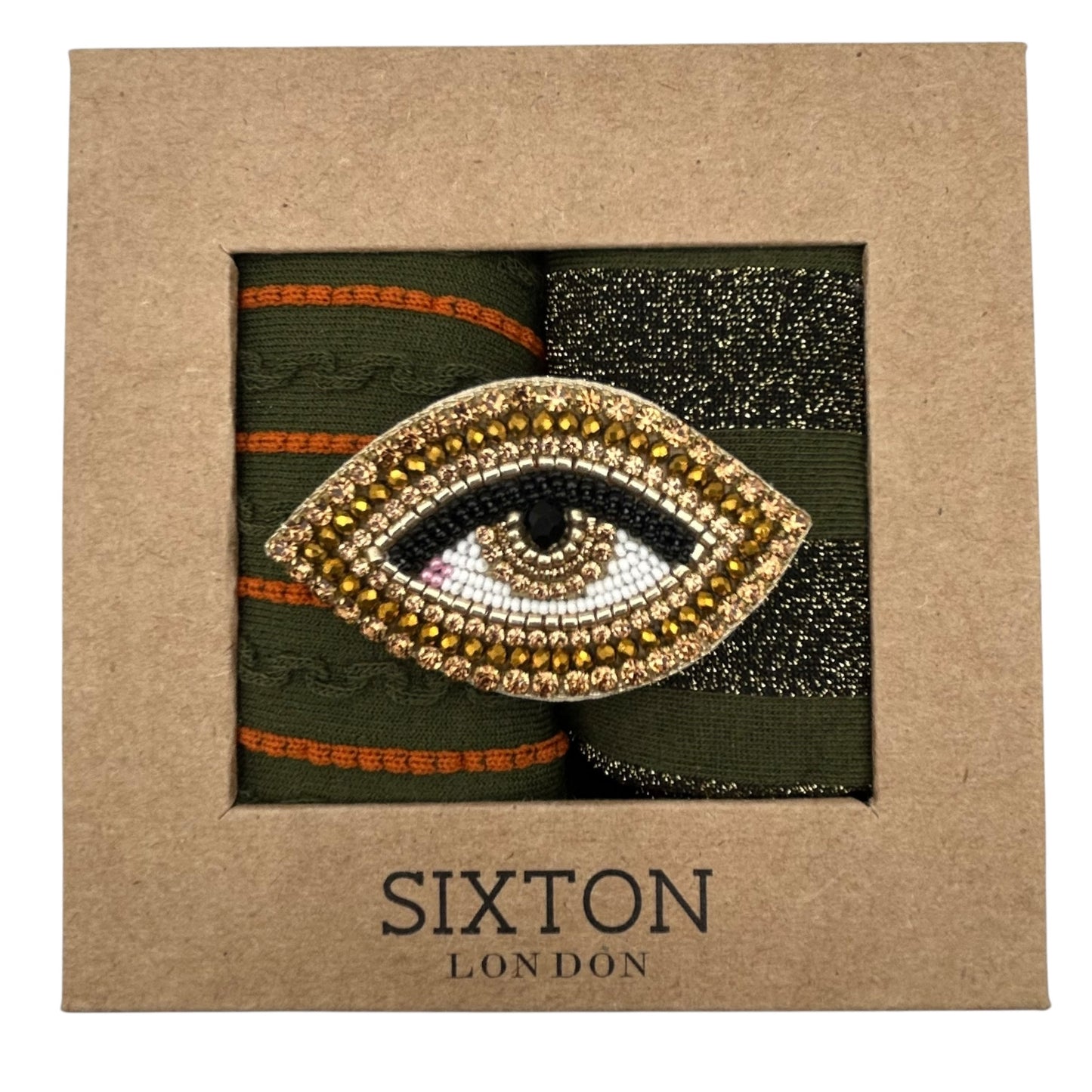Ivy Lyon & Ivy Berlin sock box duo with embroidered brooch