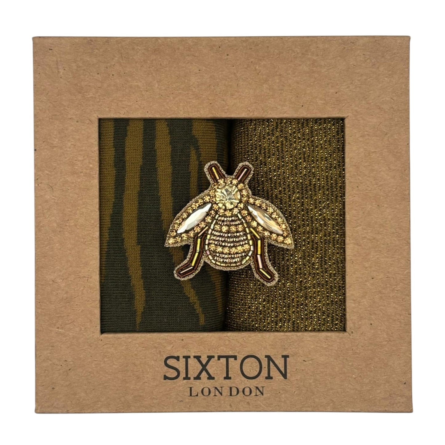 Ivy Savannah & Olive Tokyo sock box duo with embroidered brooch