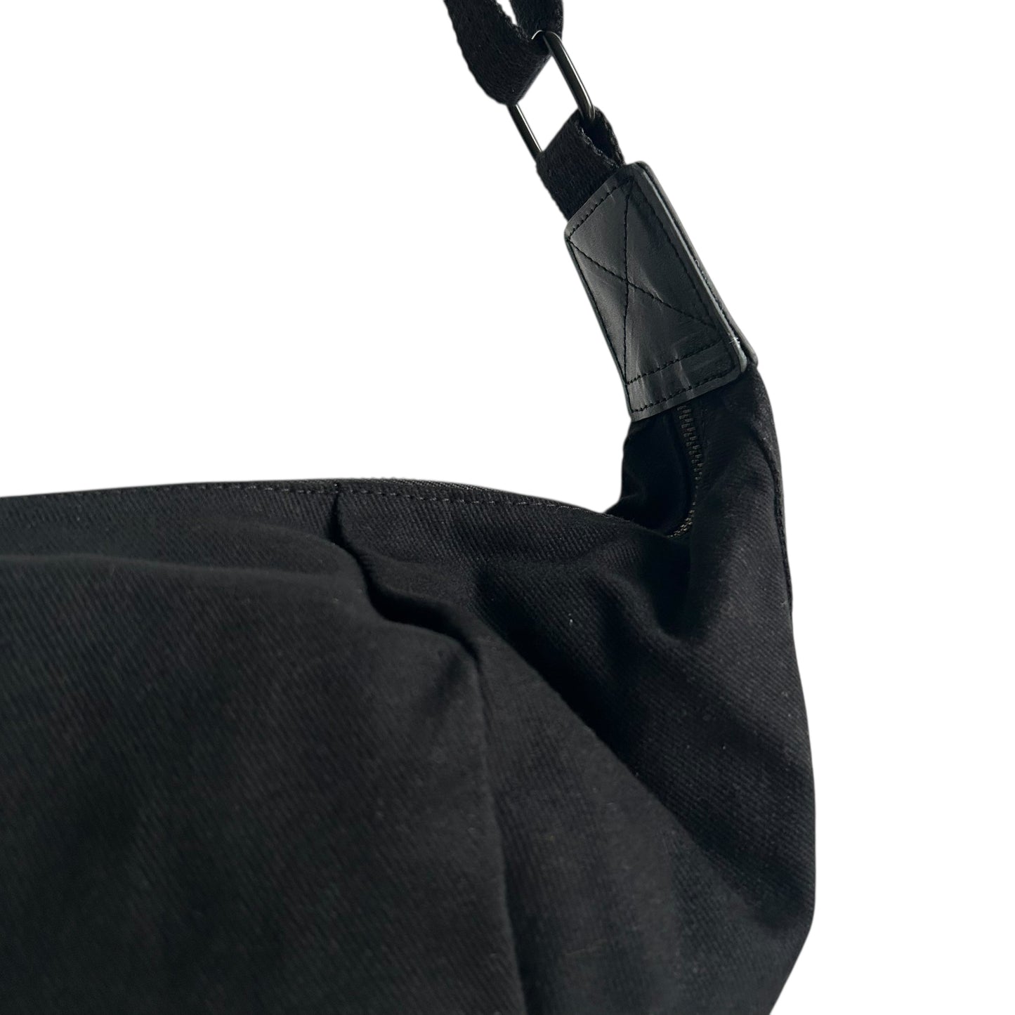 Brixton cross body sling bag - Black cotton canvas - large