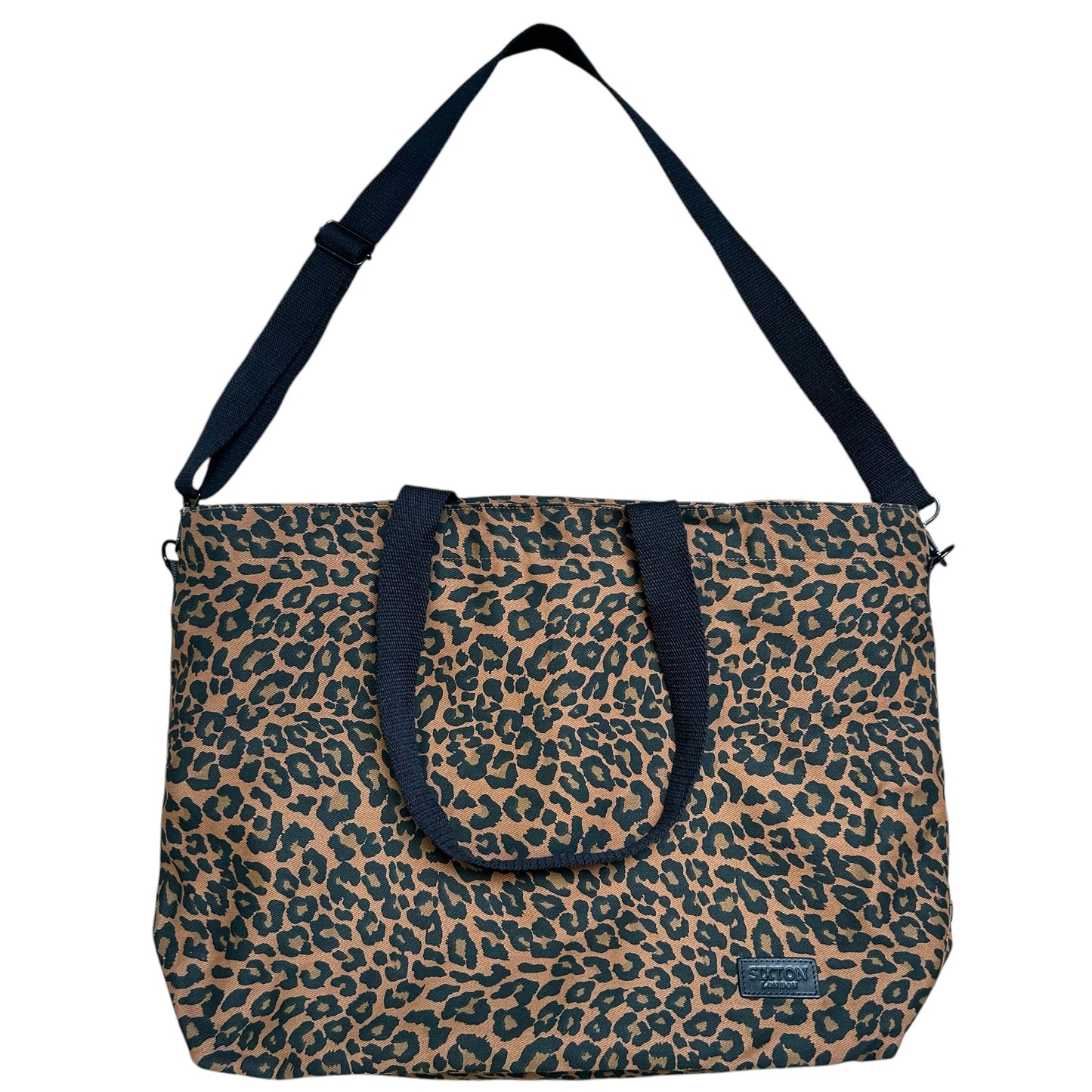 Large brown leopard print tote bag - large