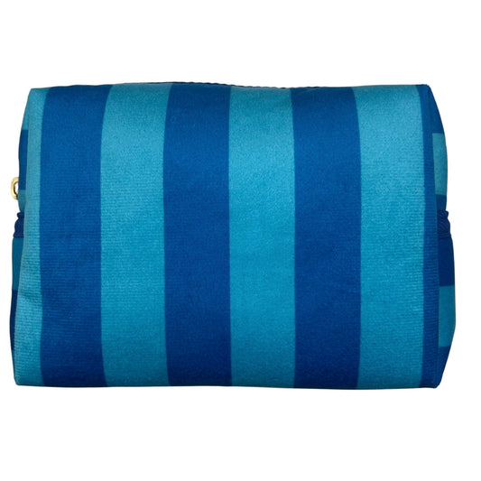 Large blue stripe makeup bag