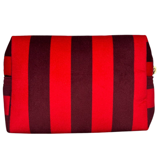 Large red stripe makeup bag