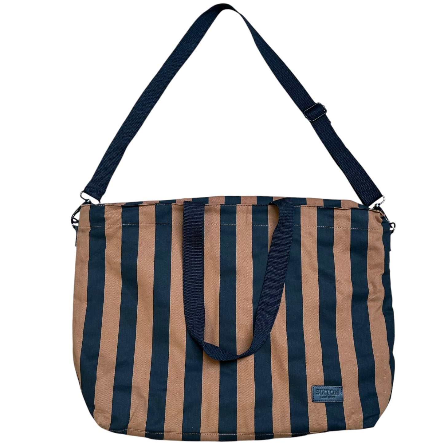 Striped Brown & Black tote bag - large