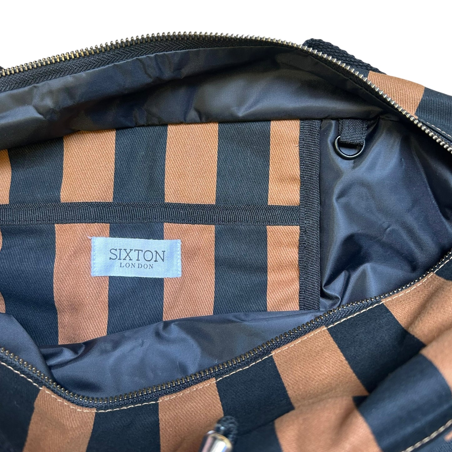 Striped Brown & Black tote bag - large