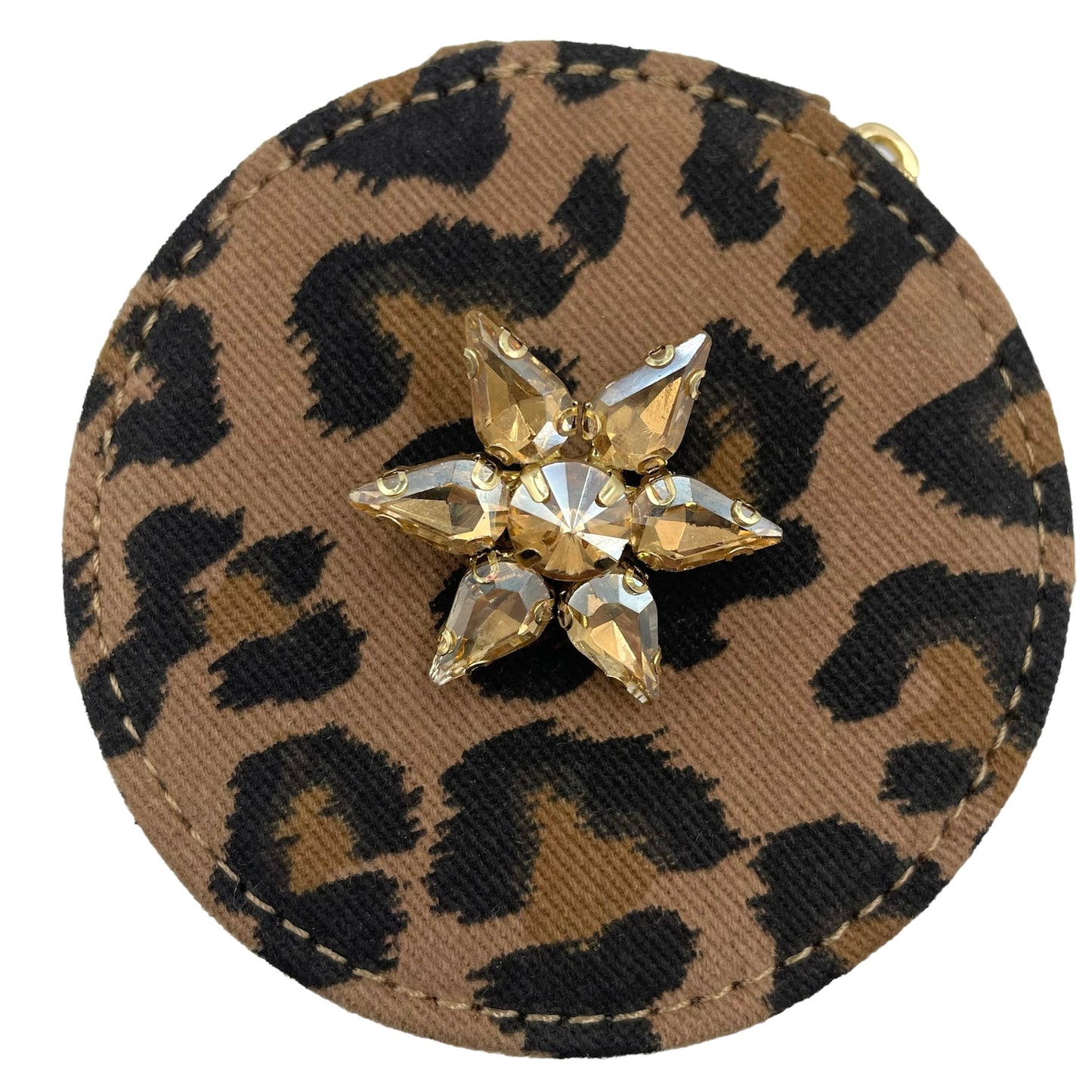 Jewellery travel pot leopard print - sparkle star champagne