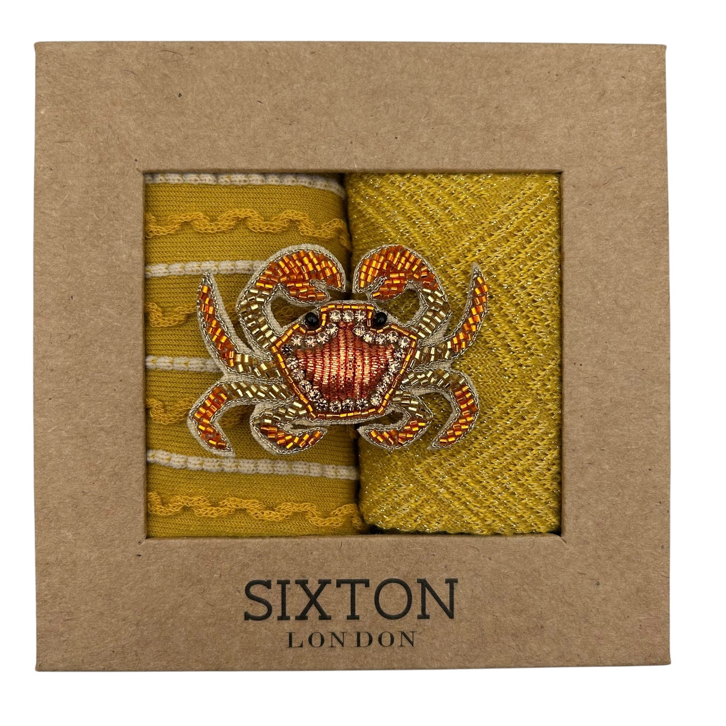 Lyon & Paris Sunshine sock box duo with embroidered brooch