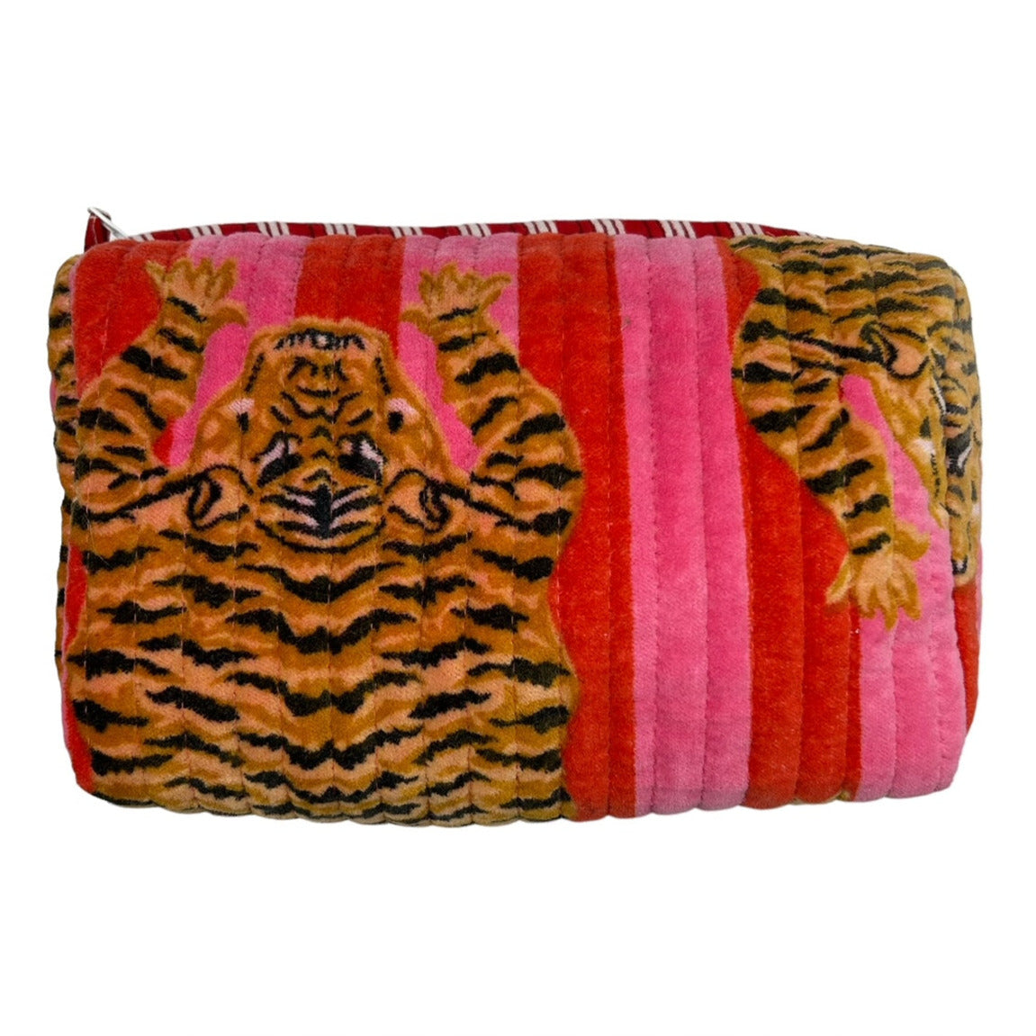 Madagascar velvet make-up bag in pink, large and small