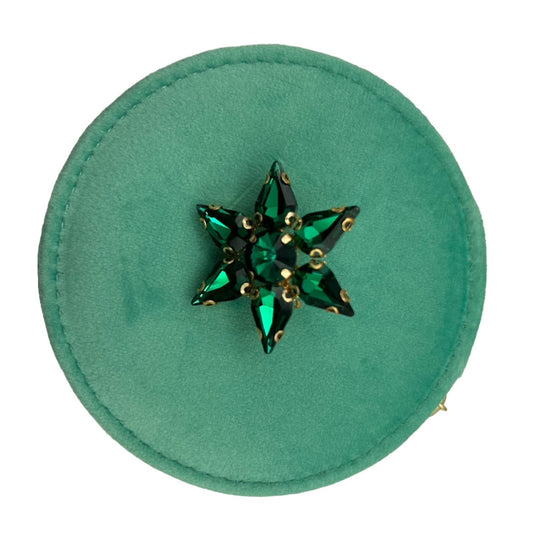 Jewellery travel pot in marine with a sparkle star brooch - recycled velvet