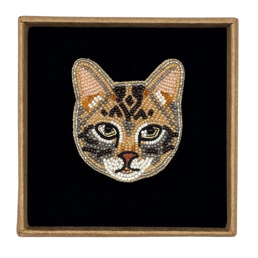 Mimi the Tabby cat embroidered animal brooch / pin