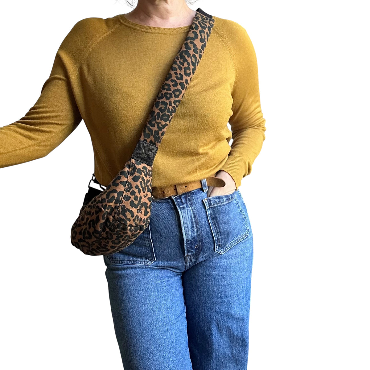 Brixton cross body sling bag - brown leopard print - mini