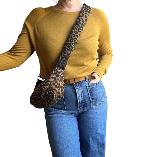 Brixton cross body sling bag - brown leopard print - mini