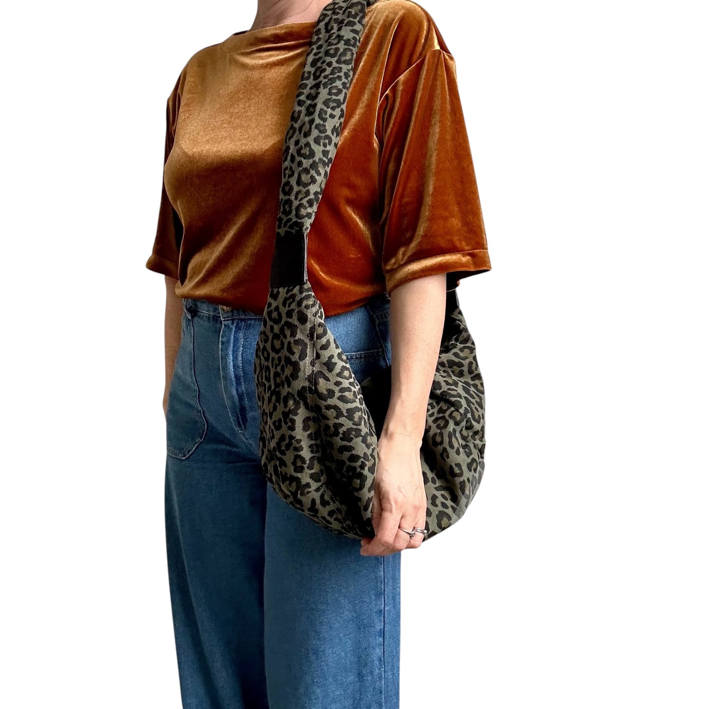 Brixton cross body sling bag - leopard print green - large