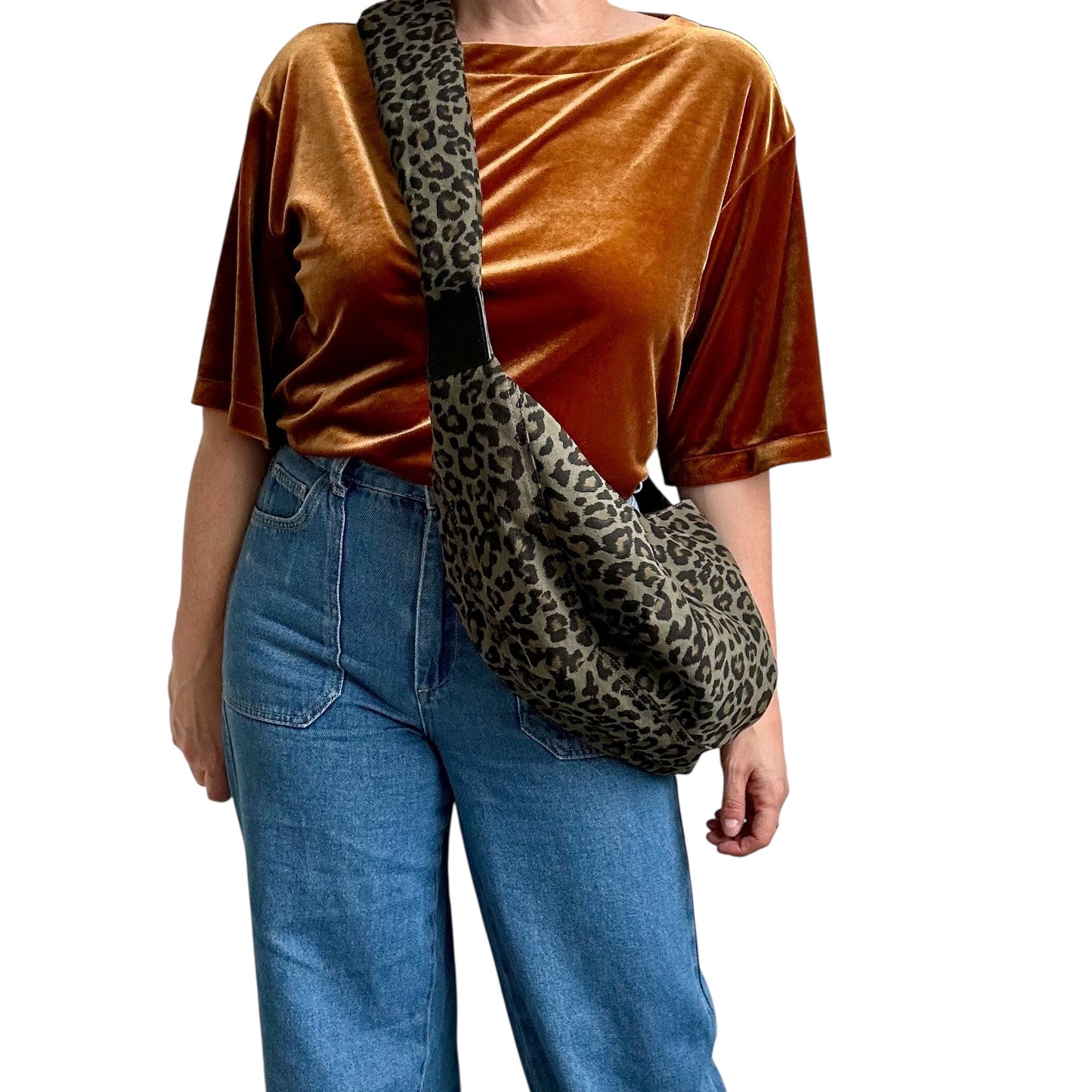 Brixton cross body sling bag - leopard print green - large