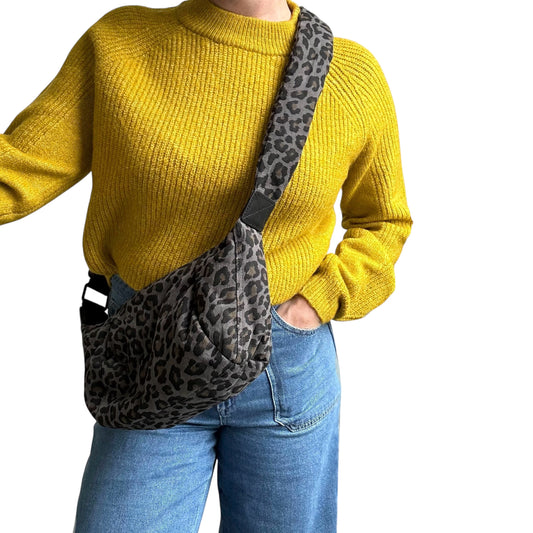 Brixton cross body sling bag - leopard print grey - small