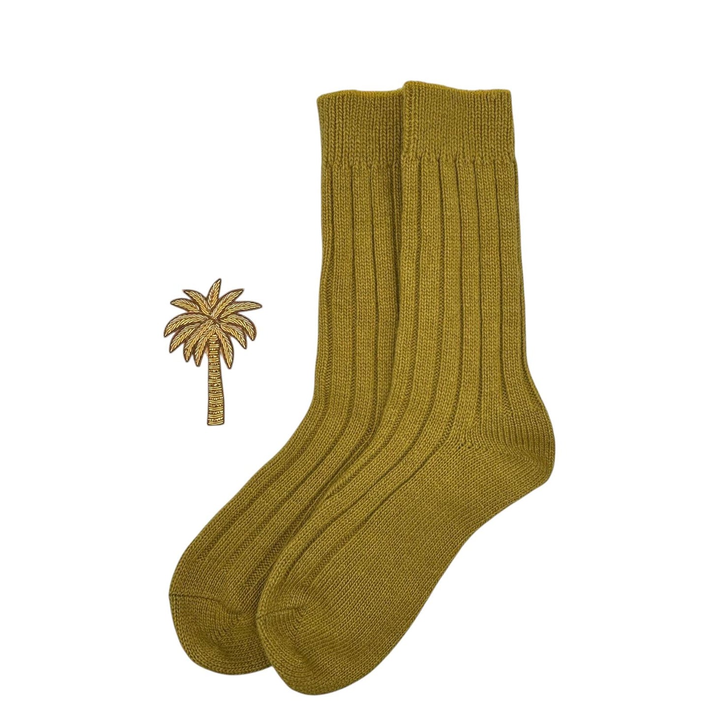 Sofia Olive Cashmere-Blend Sock Gift Box with Brooch