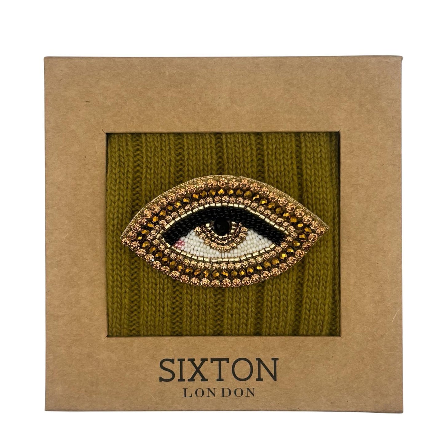 Sofia Olive Cashmere-Blend Sock Gift Box with Brooch