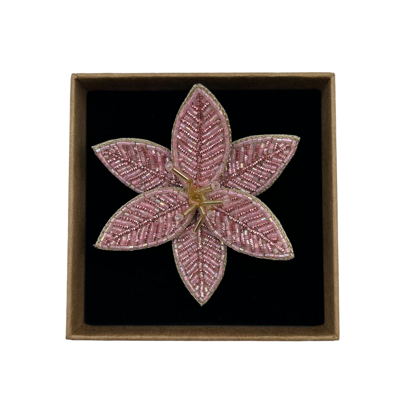 Pink lotus flower brooch