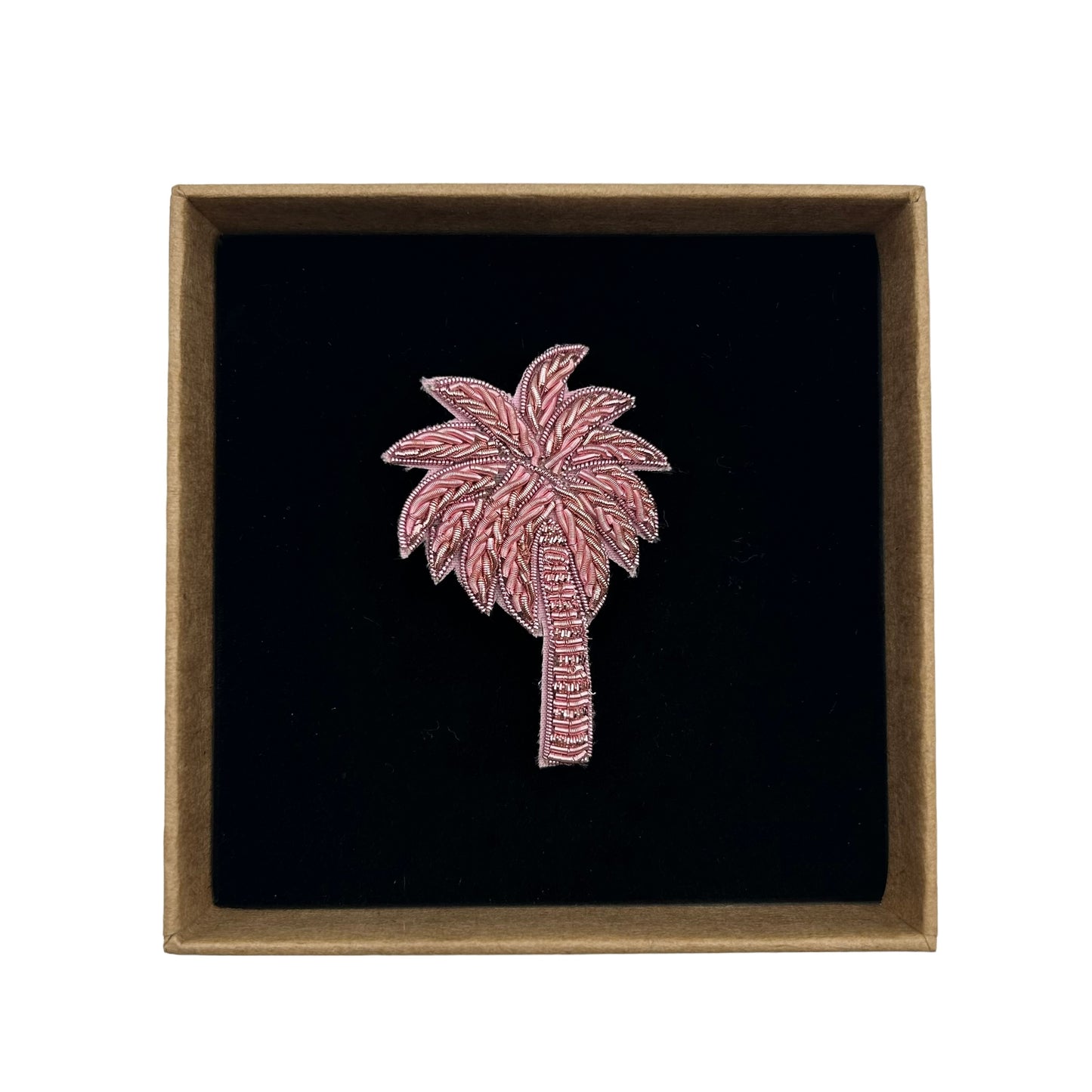 Pink palm tree brooch