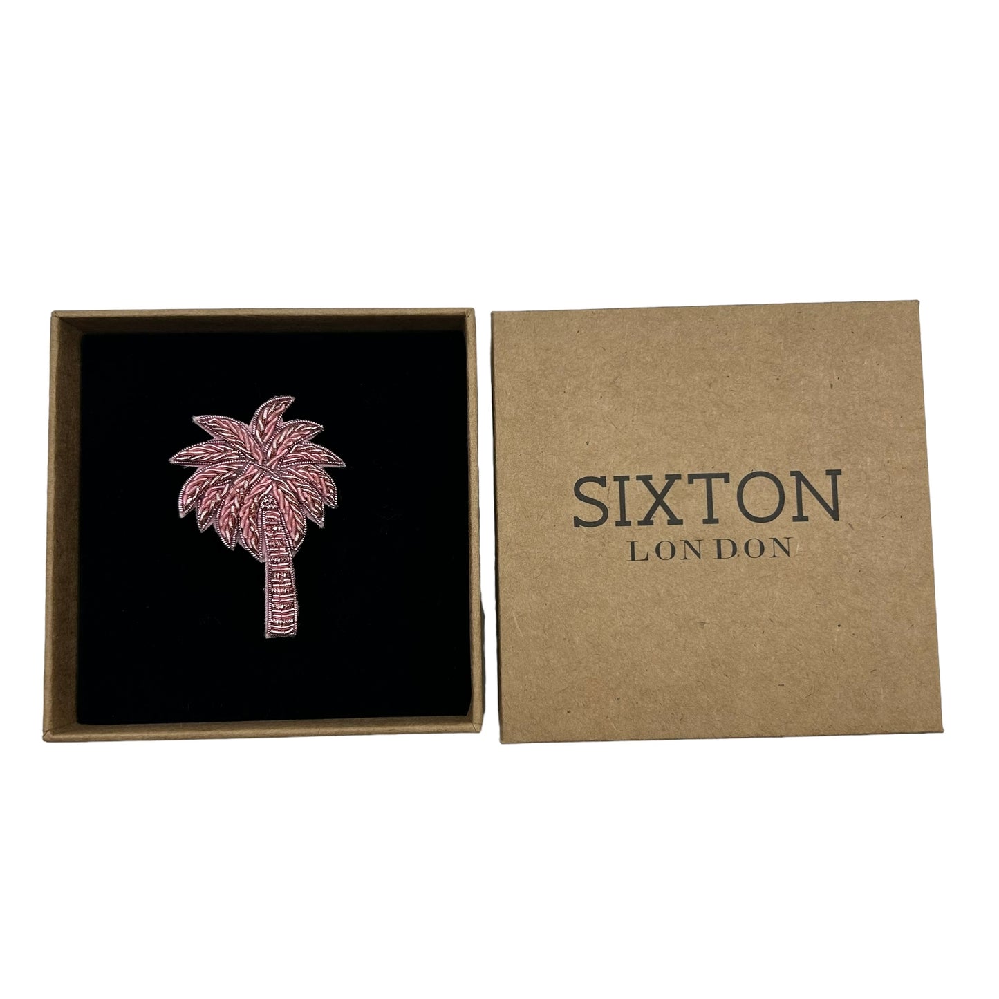 Pink palm tree brooch