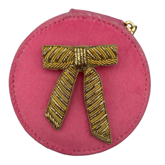 Jewellery Travel Pot in pale pink - Gold Bow brooch