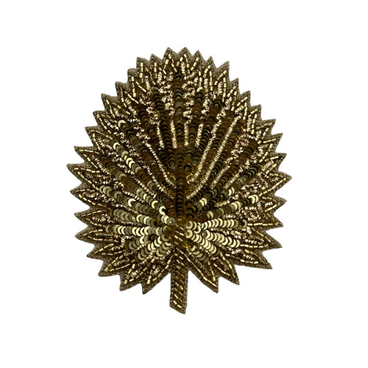 Gold palm leaf brooch / pin