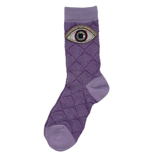 Paris socks in lilac with a golden eye