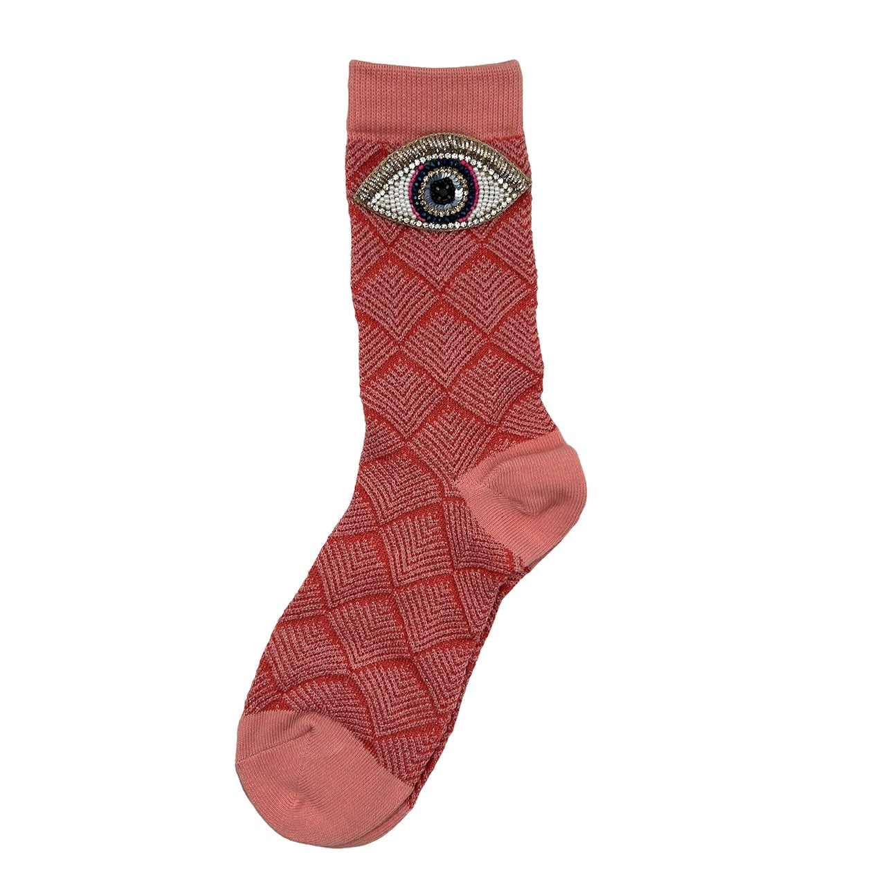 Paris socks in pink with a golden eye