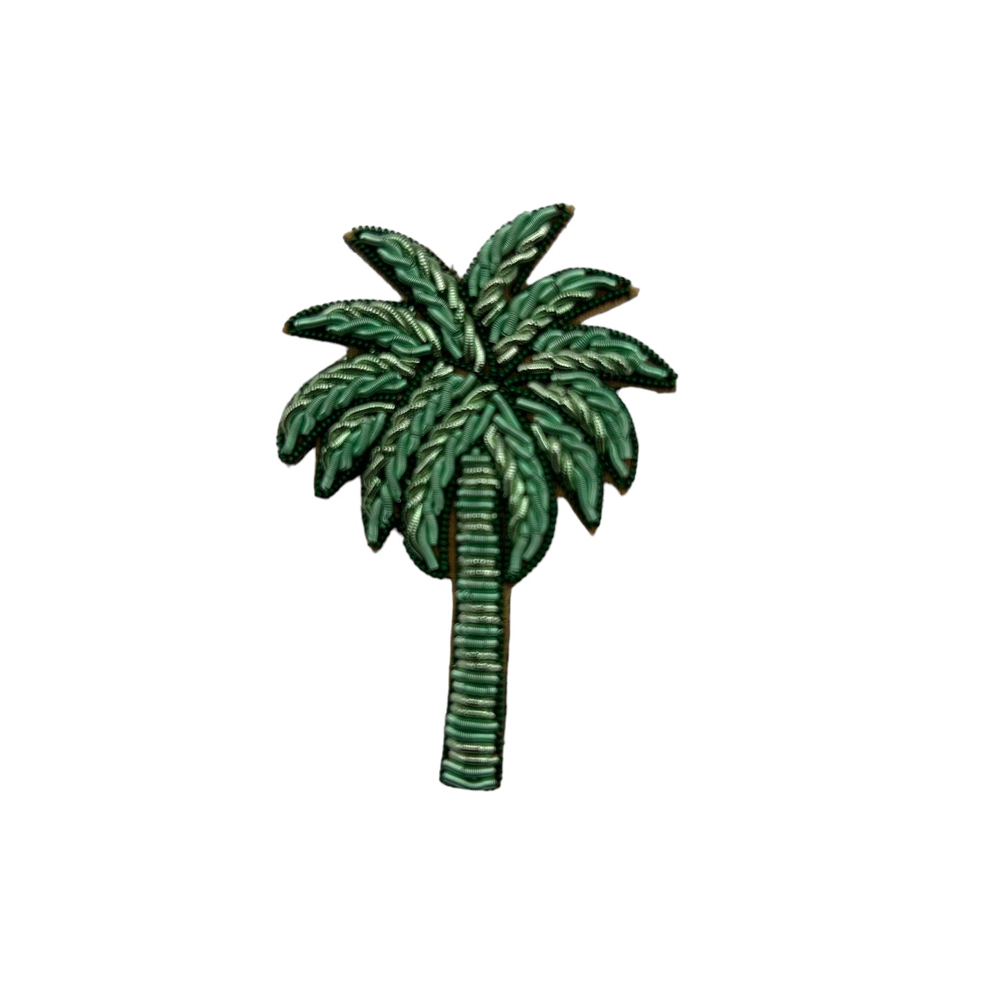 Marine make-up bag & mint palm tree brooch - recycled velvet, large and small