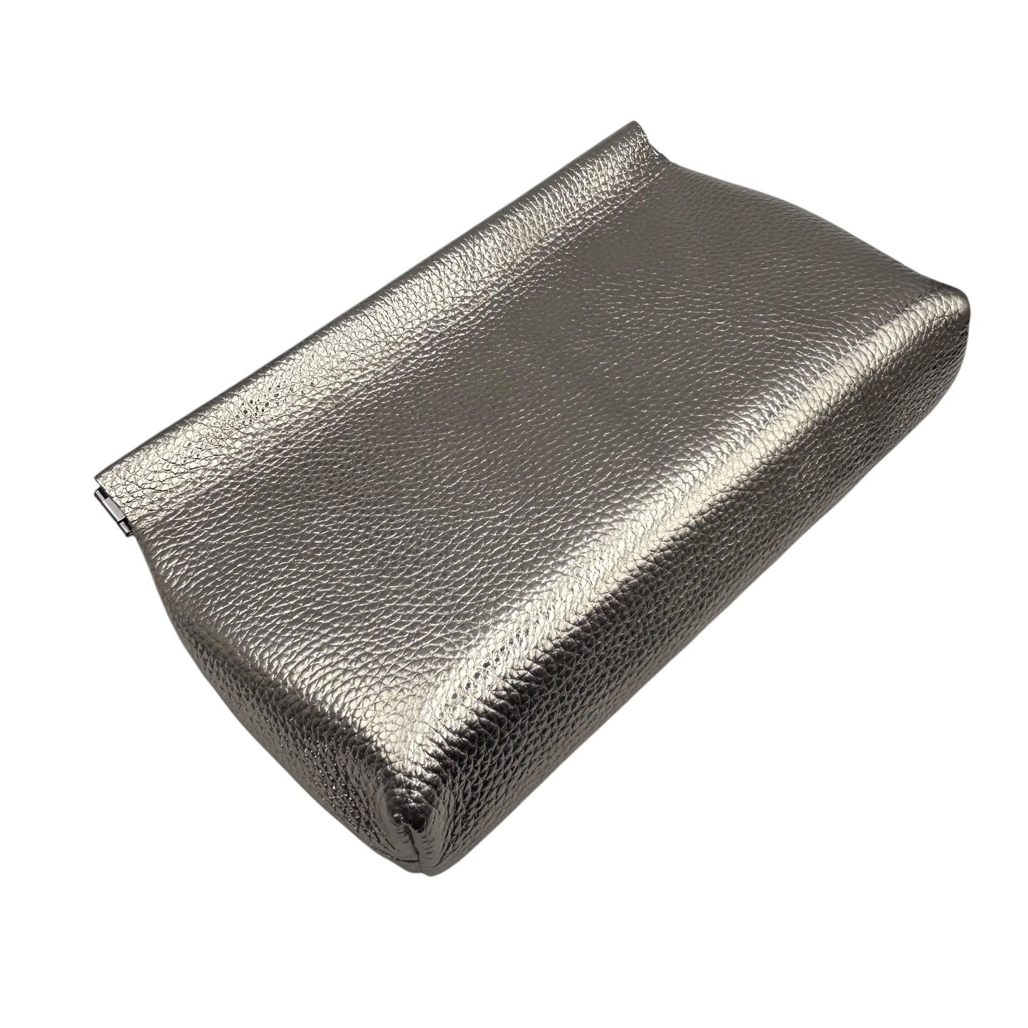 Large gold leather pouch - textured metallic