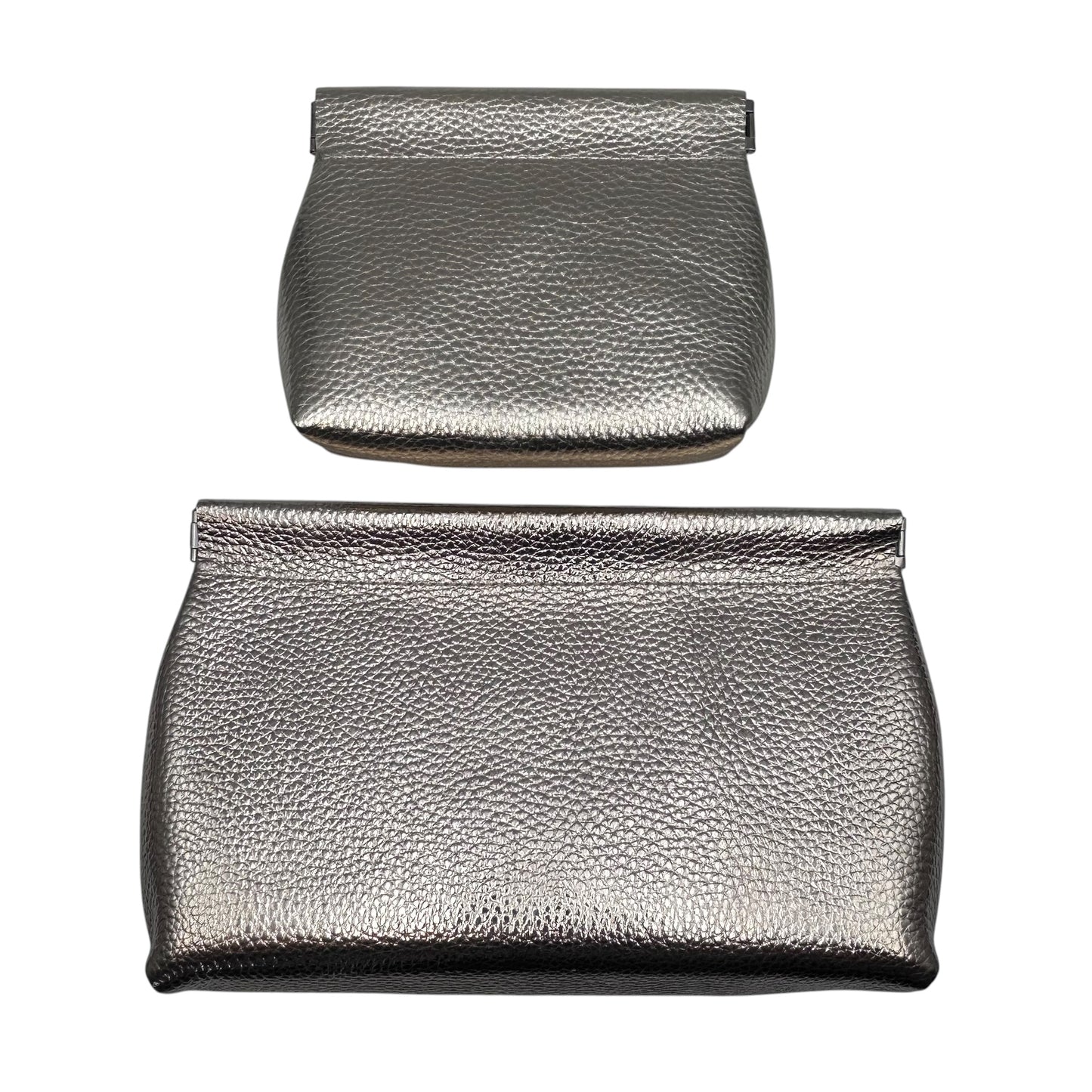 Large gold leather pouch - textured metallic