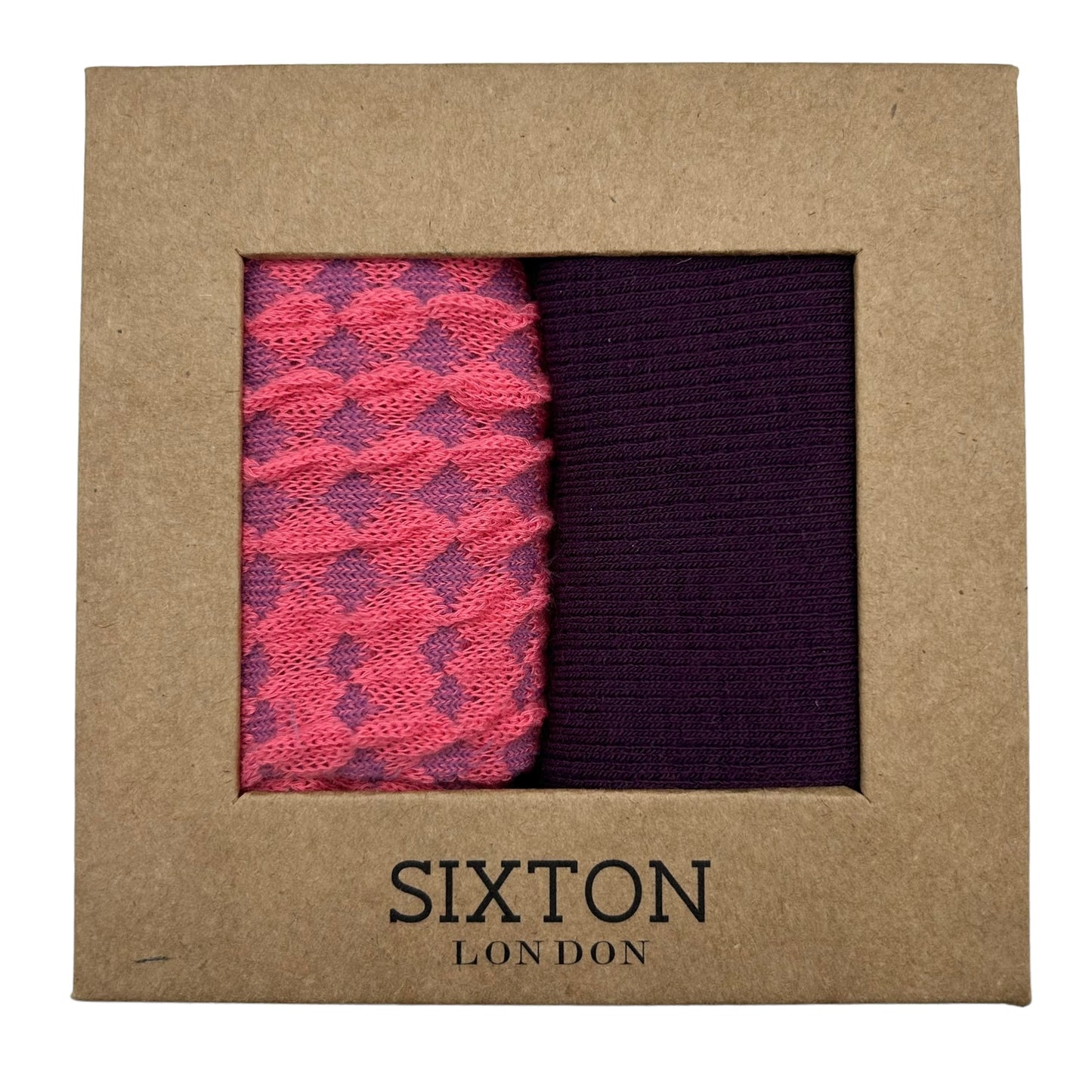 Pink Estoril and purple sock box duo