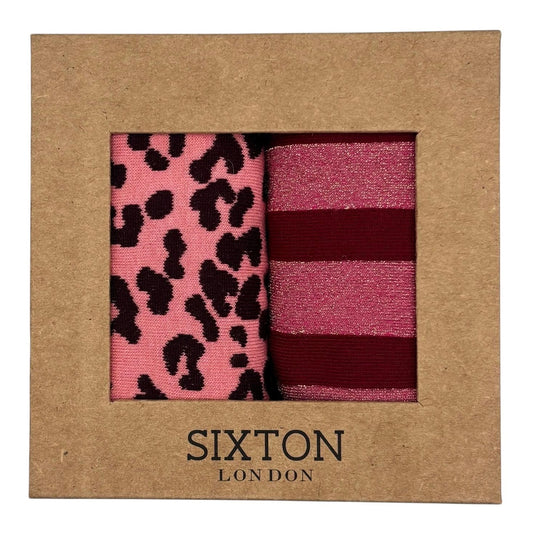 Pink Leopard & Red Berlin sock box duo